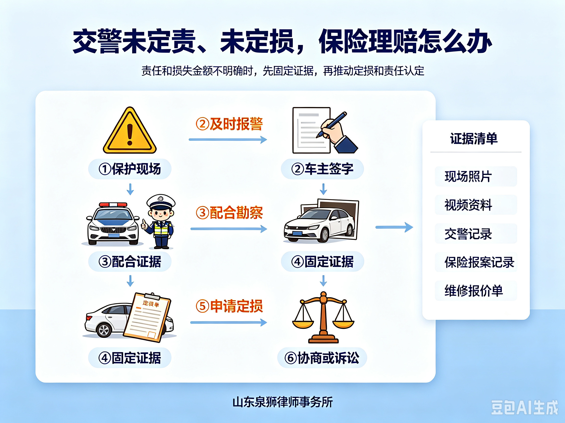 交警未定责情形下保险理赔流程示意图